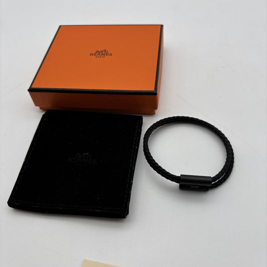 HERMES Tournis Black Bracelet/Bangle