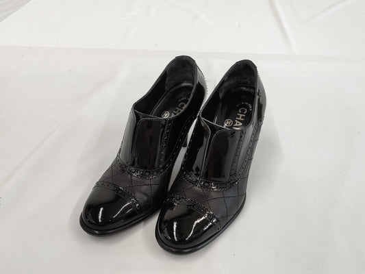 CHANEL CHANEL Leather Patent Matelasse Bootie Pumps Heels Shoes Size 35 1/2 Other Shoes