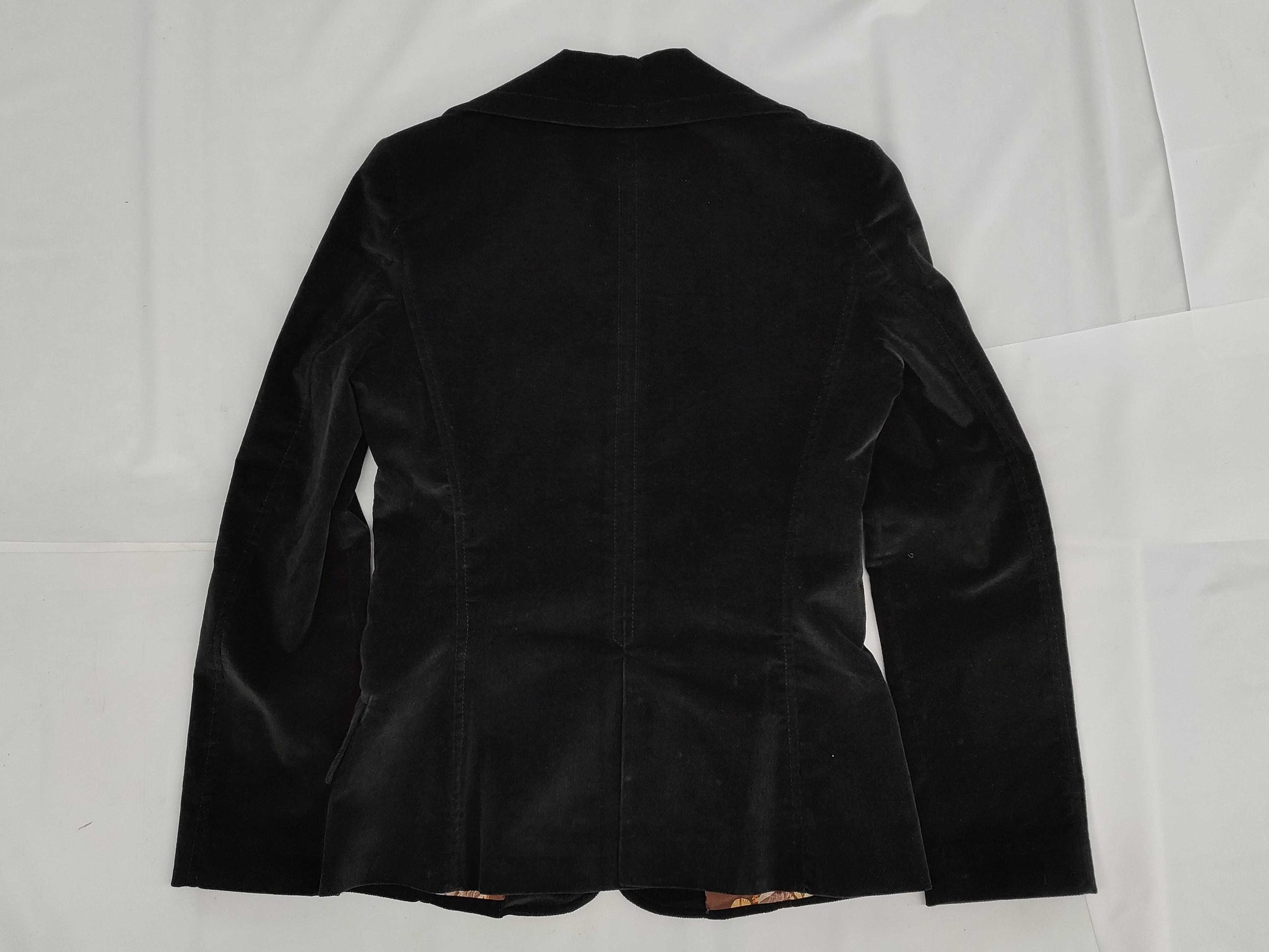 DOLCE & GABBANA Velvet Tailored Jacket, Floral Print, Black, Size 42