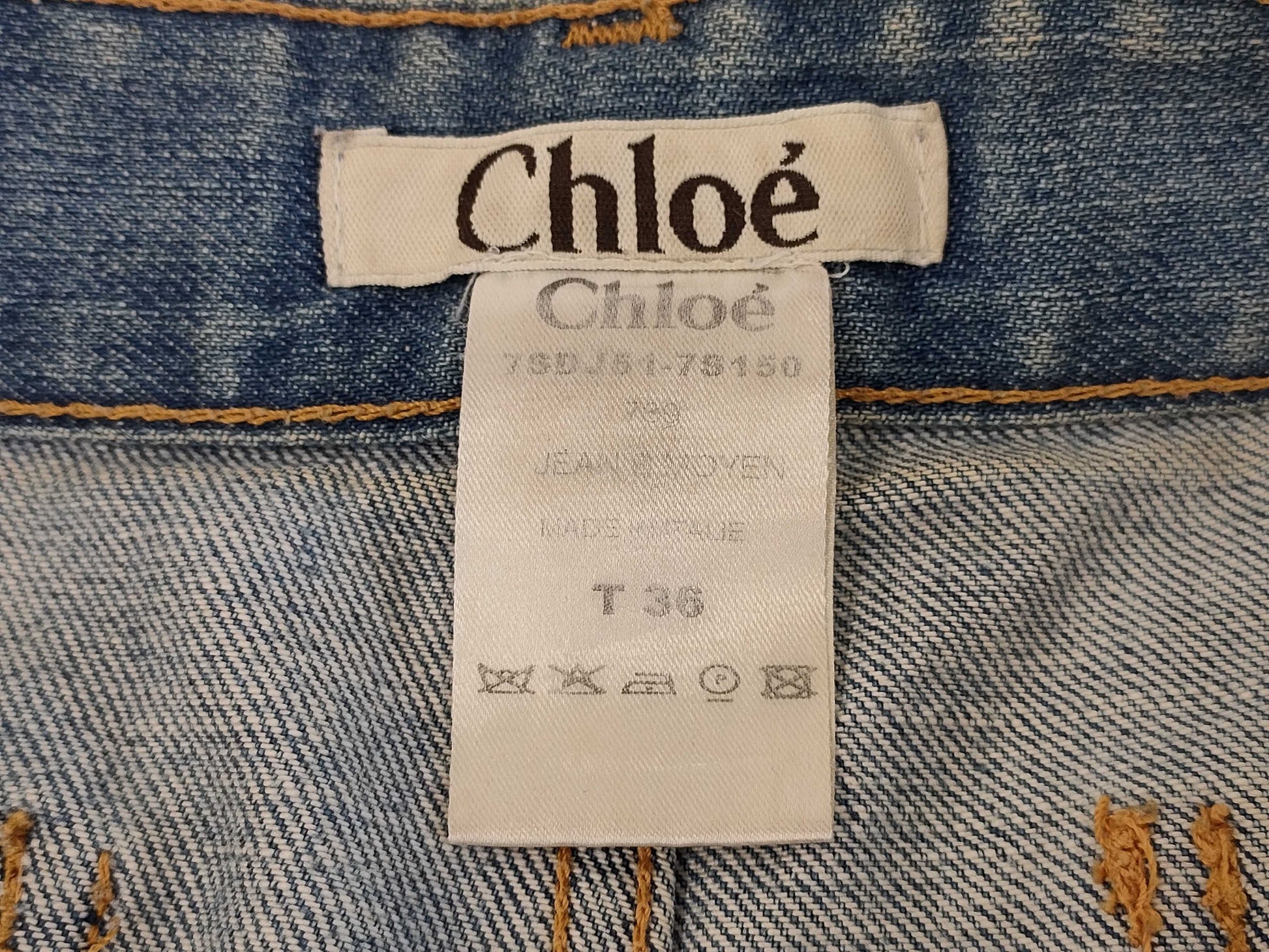 Chloe Chloe Short Denim Skirt Logo Patch Size 36 Skirt