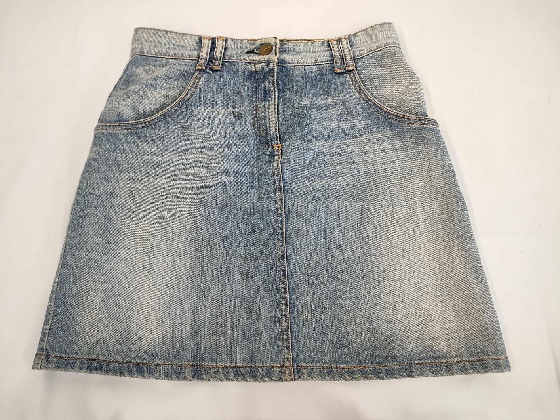 Chloe Chloe Short Denim Skirt Logo Patch Size 36 Skirt