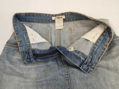 Chloe Chloe Short Denim Skirt Logo Patch Size 36 Skirt