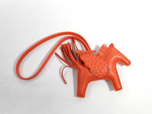 HERMES Brand New, Unused HERMES Rodeo Charm Pegasus Orange Poppy Alligator/Swift U-Engraved Bag Charm Other Accessories
