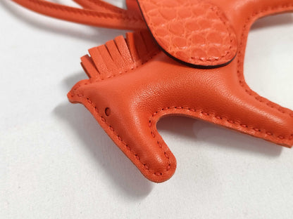 HERMES Brand New, Unused HERMES Rodeo Charm Pegasus Orange Poppy Alligator/Swift U-Engraved Bag Charm Other Accessories