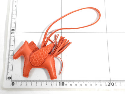 HERMES Brand New, Unused HERMES Rodeo Charm Pegasus Orange Poppy Alligator/Swift U-Engraved Bag Charm Other Accessories