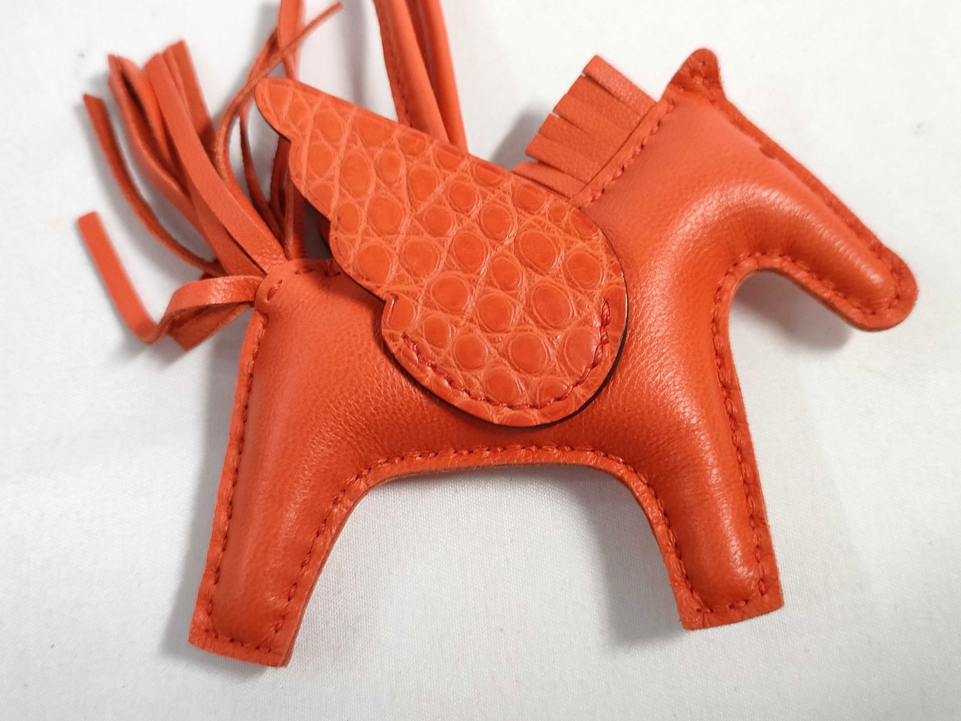 HERMES Brand New, Unused HERMES Rodeo Charm Pegasus Orange Poppy Alligator/Swift U-Engraved Bag Charm Other Accessories