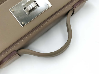 HERMES W-stamped 2-Way Van Yattle Mini 24 Etoupe Silver Hardware Handbag