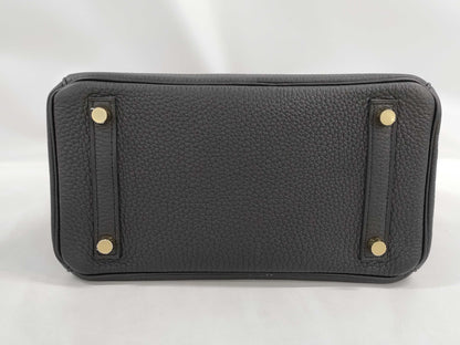HERMES Birkin 25 Togo Black Gold Hardware Z Stamp Black Noir Handbag