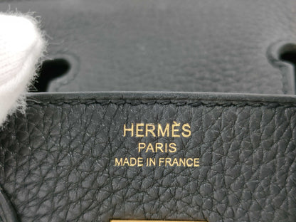 HERMES Birkin 25 Togo Black Gold Hardware Z Stamp Black Noir Handbag