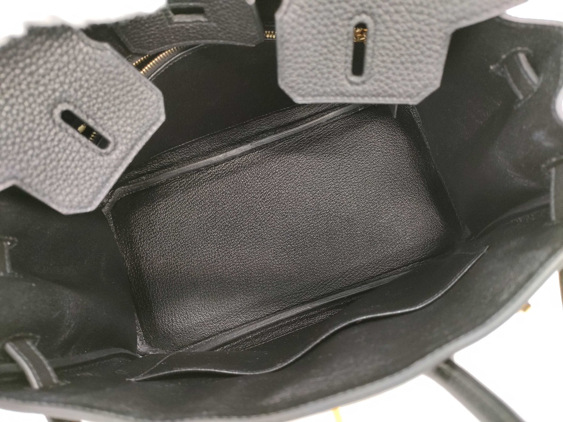 HERMES Birkin 25 Togo Black Gold Hardware Z Stamp Black Noir Handbag