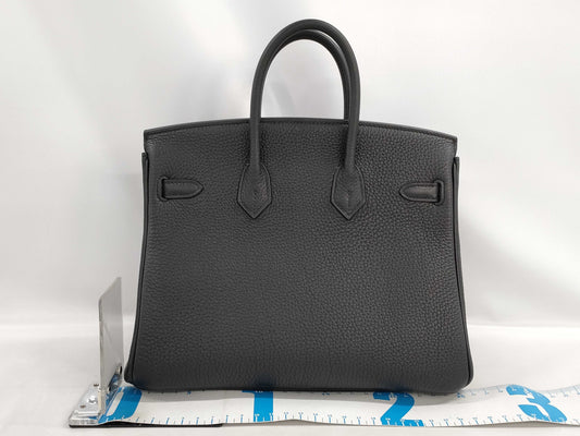 HERMES Birkin 25 Togo Black Gold Hardware Z Stamp Black Noir Handbag