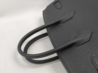 HERMES Birkin 25 Togo Black Gold Hardware Z Stamp Black Noir Handbag