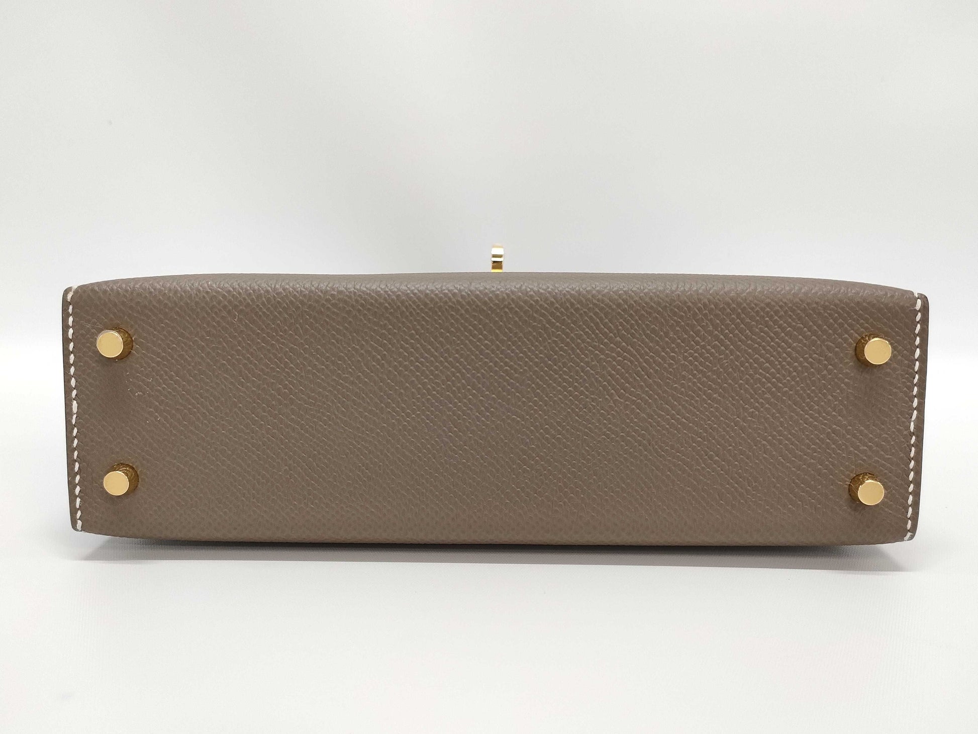 HERMES Mini Kelly II Etoupe Epsom Gold Hardware B Stamp Handbag