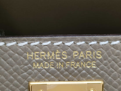 HERMES Mini Kelly II Etoupe Epsom Gold Hardware B Stamp Handbag