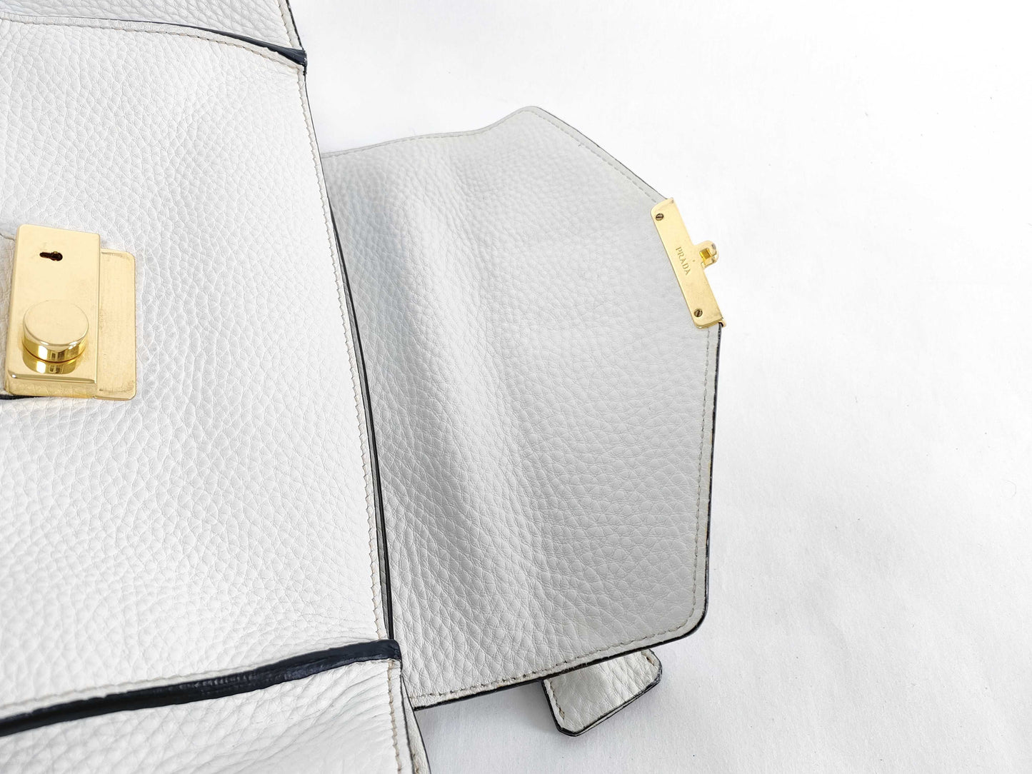 PRADA Prada Leather 2-Way Handbag White BT0962 Handbag