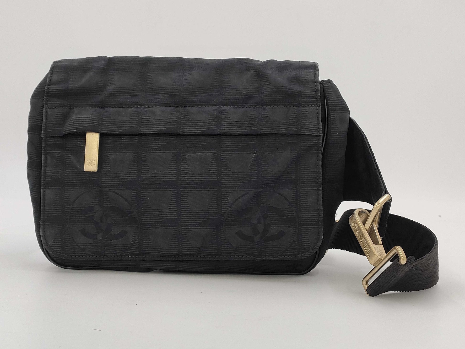 CHANEL Travel Line Nylon Body Bag, Black, Waist Bag