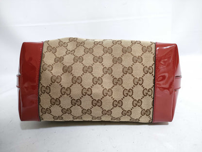 GUCCI GG Canvas Bamboo Handbag Beige 311175
