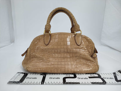 miu miu Miu Miu crocodile embossed handbag beige handbag
