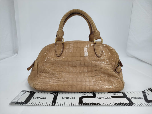 miu miu Miu Miu crocodile embossed handbag beige handbag
