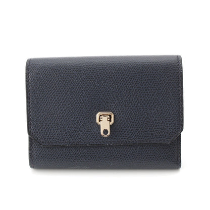 Valextra Brera Leather Tri-fold Wallet in Navy