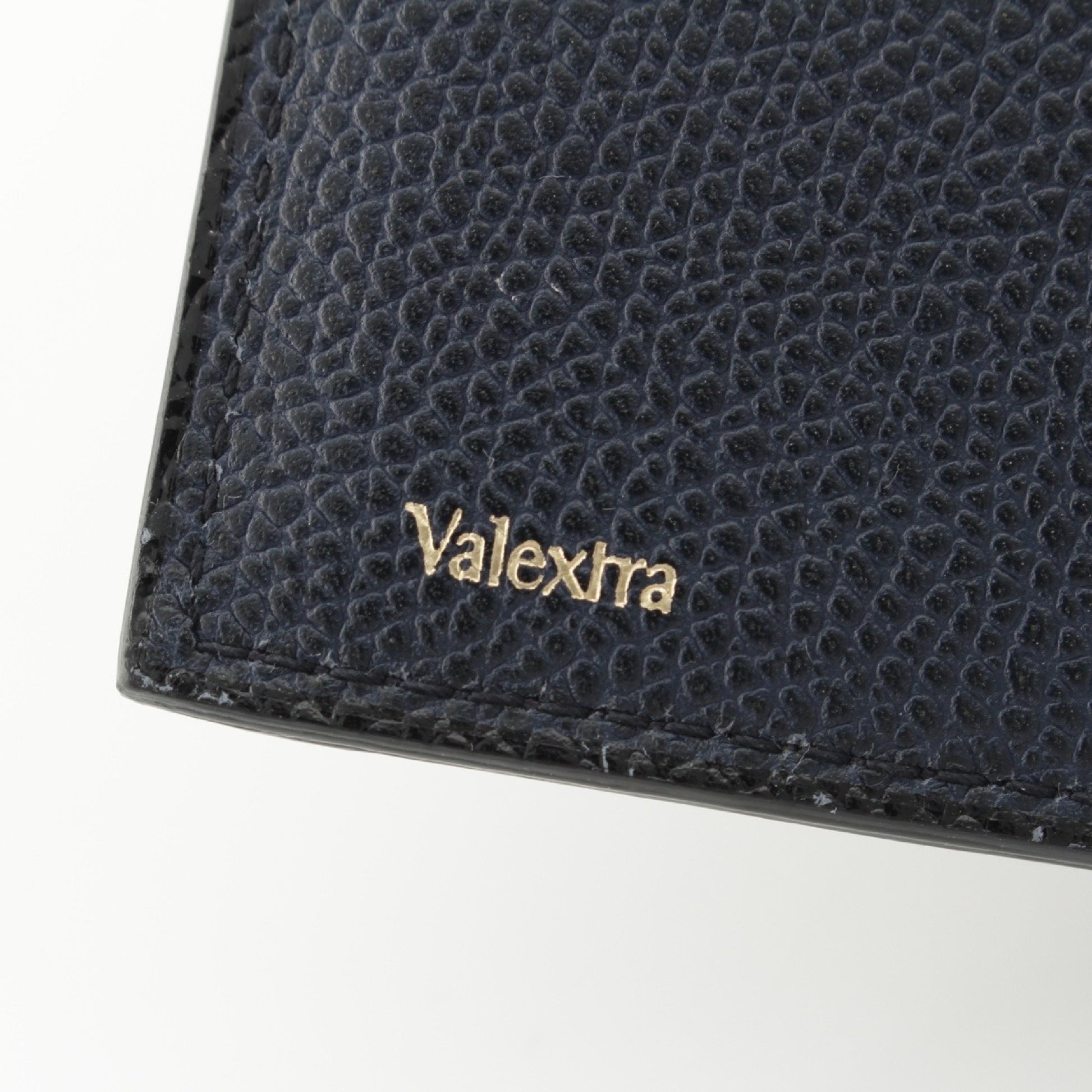 Valextra Brera Leather Tri-fold Wallet in Navy