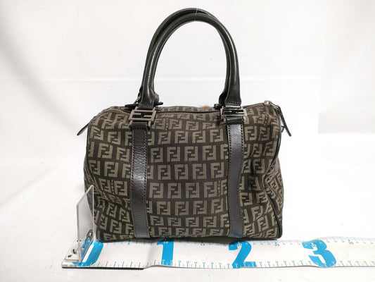 FENDI Zucchino Boston Bag in Brown Canvas with Zucca Pattern, 2035/8BL068/JQ4/058