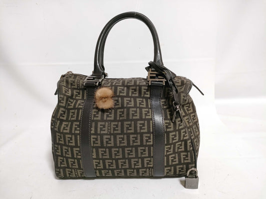 FENDI Zucchino Boston Bag in Brown Canvas with Zucca Pattern, 2035/8BL068/JQ4/058