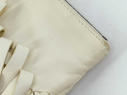 BOTTEGA VENETA Intrecciato Fringed Leather Clutch Bag White