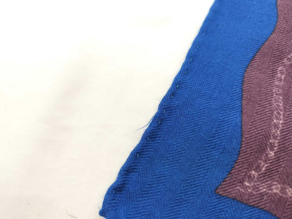 HERMES Ainu Heart Cashmere and Silk Stole Blue and Multicolor Scarf