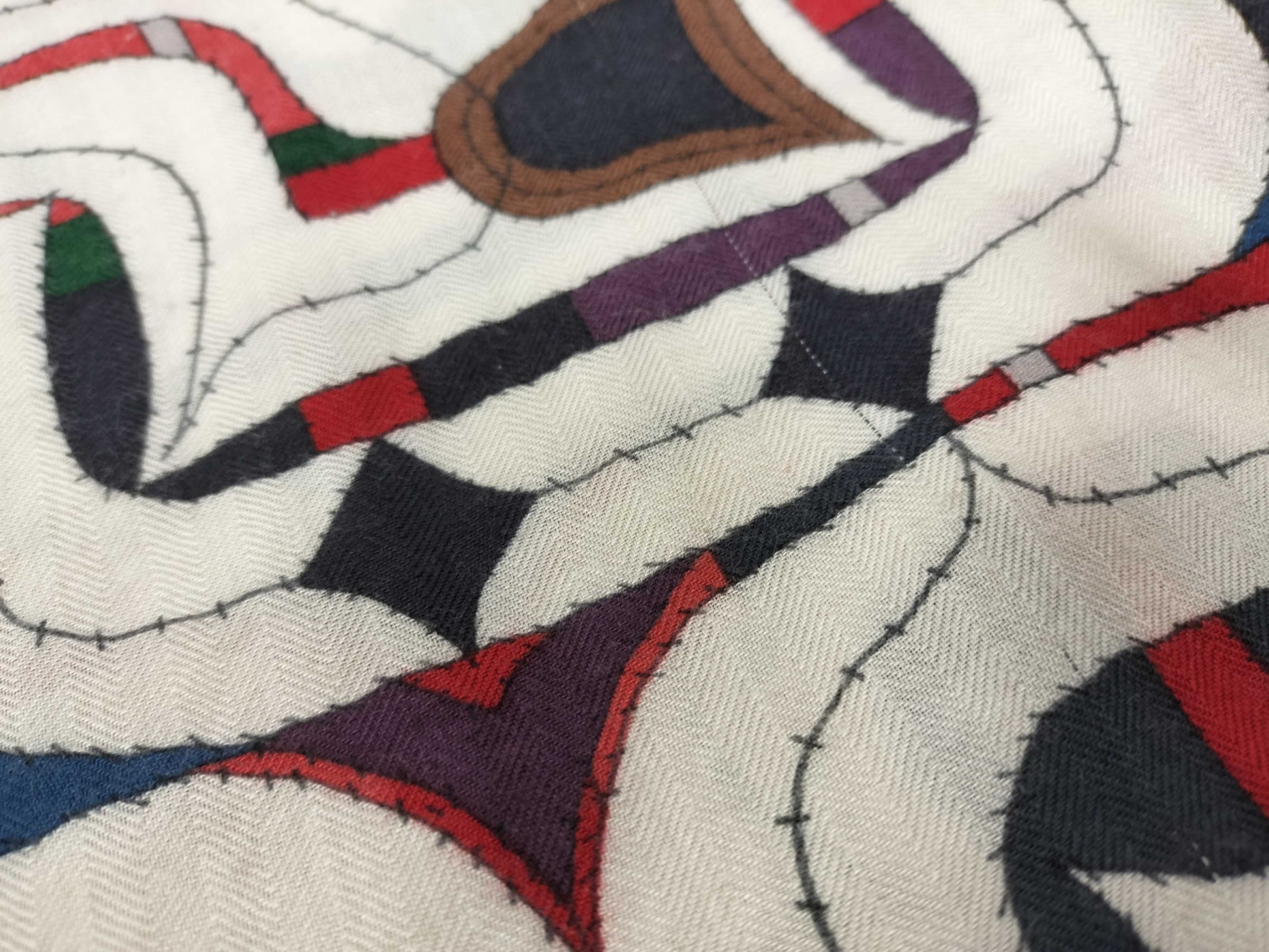 HERMES Ainu Heart Cashmere and Silk Stole Blue and Multicolor Scarf