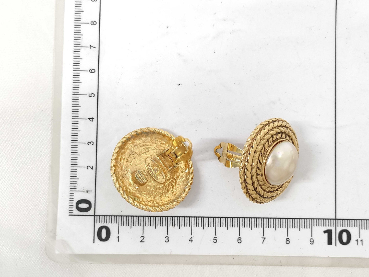 CHANEL Faux Pearl Earrings GP Gold Earrings