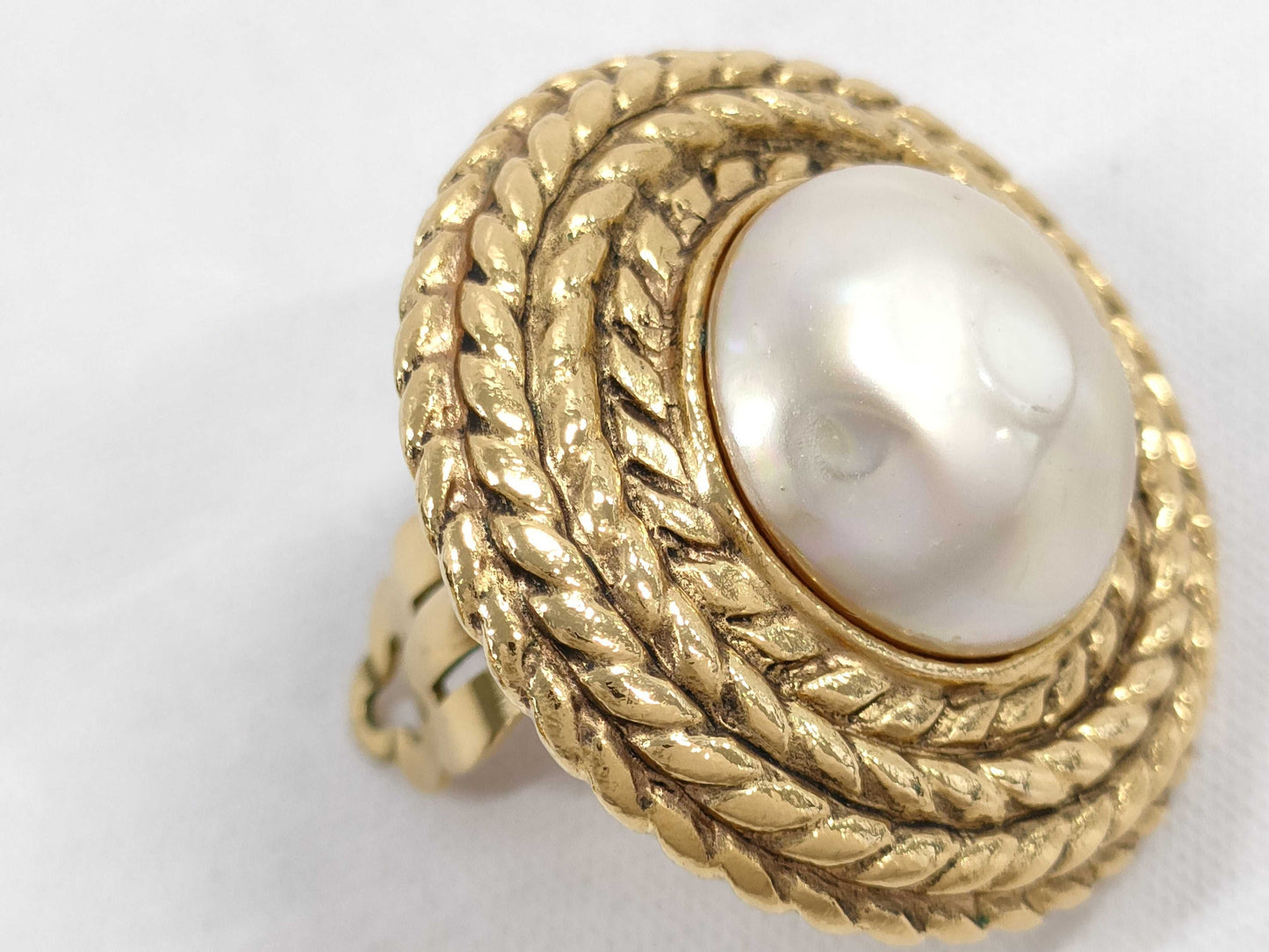 CHANEL Faux Pearl Earrings GP Gold Earrings