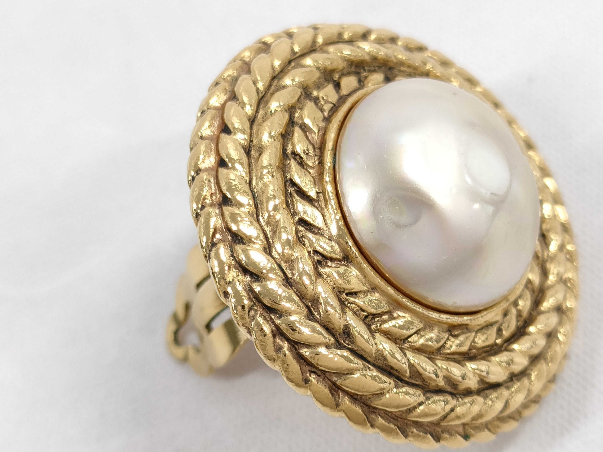 CHANEL Faux Pearl Earrings GP Gold Earrings