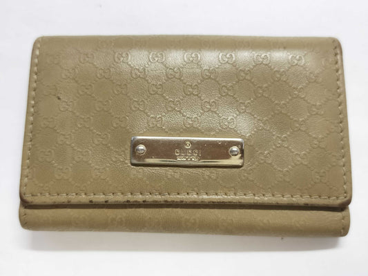 GUCCI GG Micro GG Leather 5-Key Case 033, 0416, 0888 Beige Key Case/Key Holder