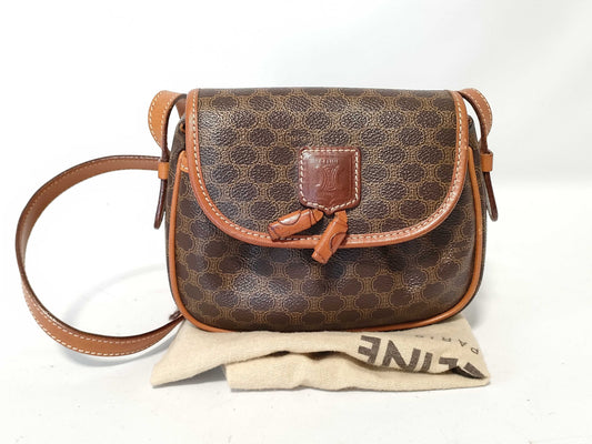 CELINE Macadam PVC and Leather Shoulder Bag M09 Brown Shoulder Bag
