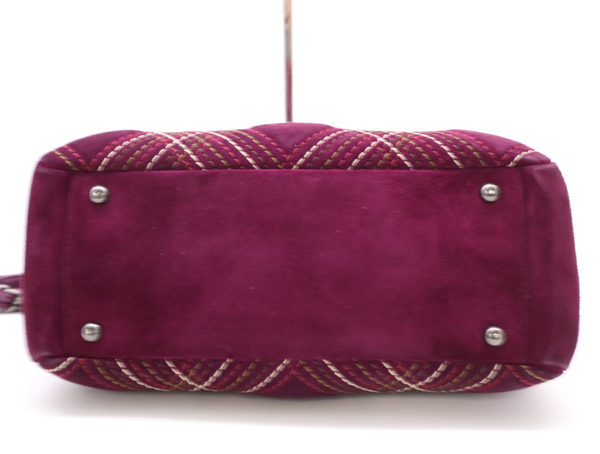 CHANEL Suede and Leather Wild Stitch Chain Shoulder Bag, Purple, with Charm and Seal, 18106488 Shoulder Bag