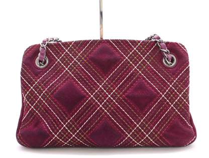 CHANEL Suede and Leather Wild Stitch Chain Shoulder Bag, Purple, with Charm and Seal, 18106488 Shoulder Bag