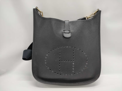 HERMES Evelyne 1 GM Ardennes Black with Gold Hardware, Shoulder Bag