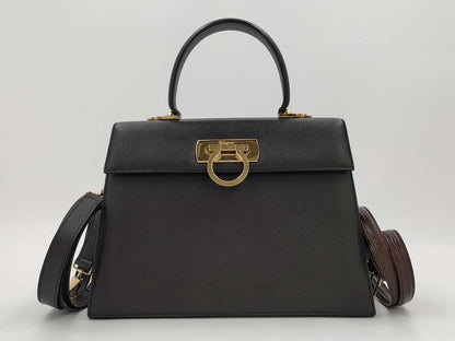 Salvatore Ferragamo Gancini hardware leather 2-way handbag