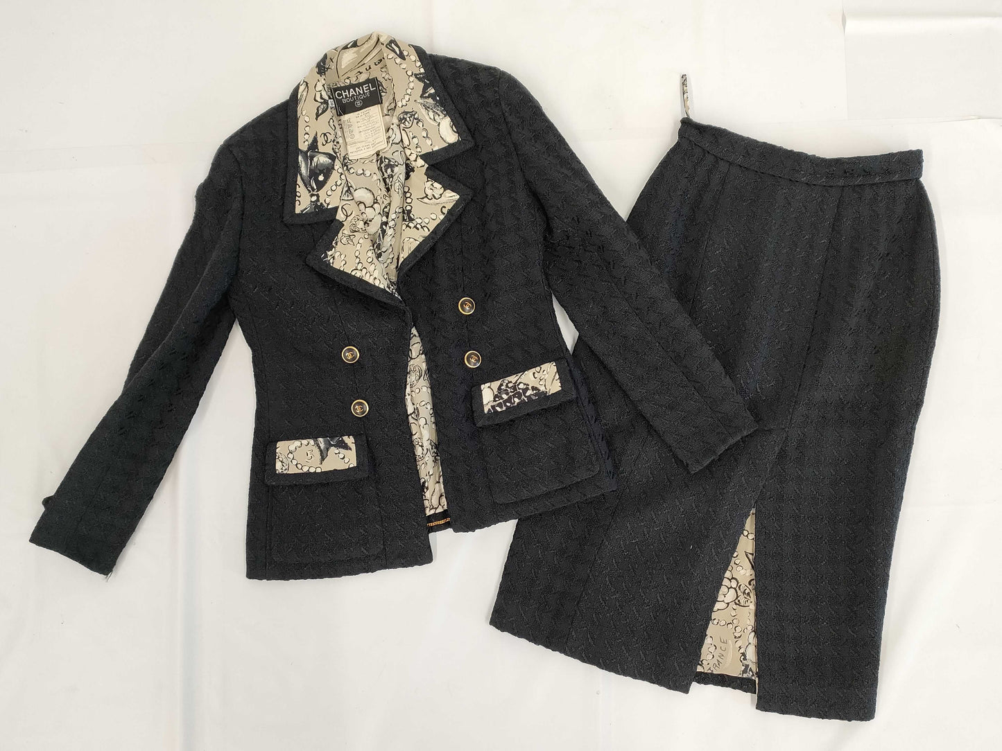CHANEL 93P Tweed Set, Vintage, Size 38, Includes Replacement Buttons and Fabric, Other Apparel