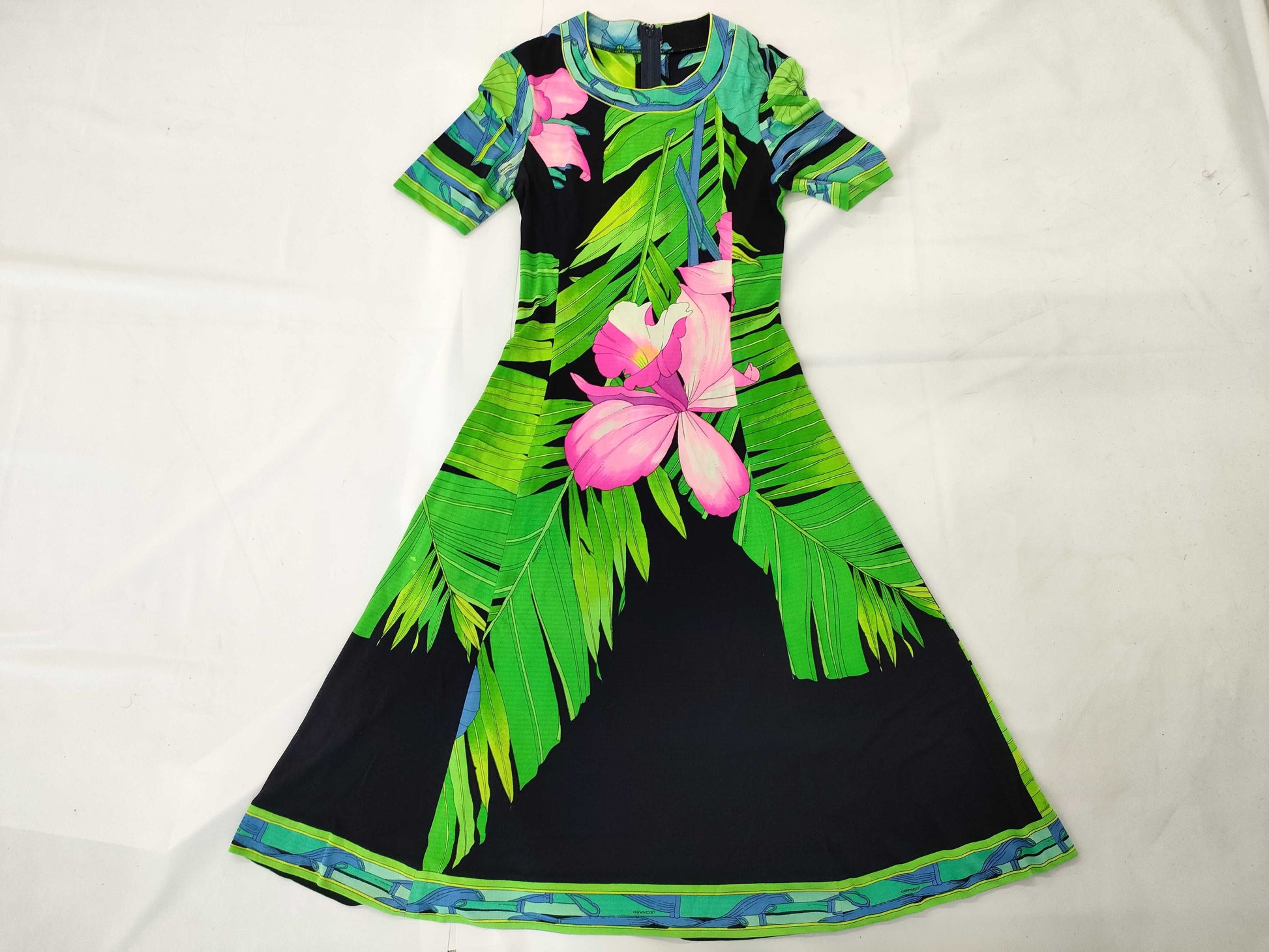 LEONARD Floral Print Dress, Cancan Material, Size 0