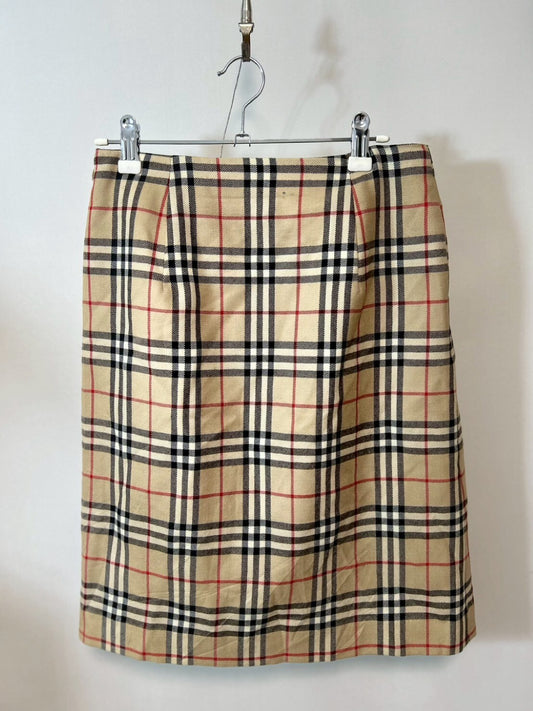 BURBERRY Nova Check All-Over Wrap Skirt, JP Tag, Size 38