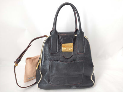 Miu Miu SG - Miu Miu RL0068 Leather 2-way Handbag Black