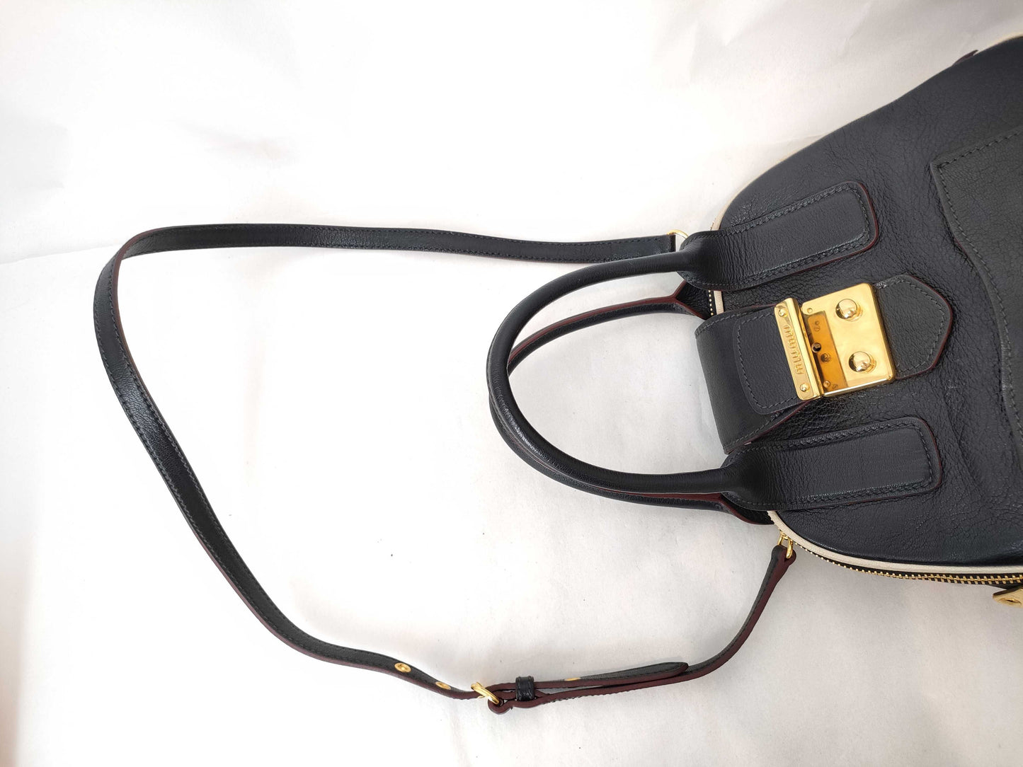 Miu Miu SG - Miu Miu RL0068 Leather 2-way Handbag Black