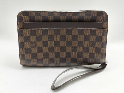 LOUIS VUITTON Damier ID-Damier Ebene Canvas Felice 25cm #FL0052 Pochette GHW Second Bag