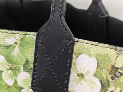 GUCCI GG Supreme PVC and Leather Tote Bag, Beige and Red, 368568 B