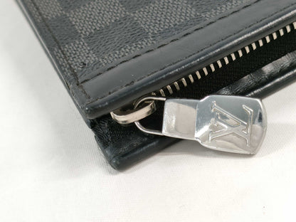 LOUIS VUITTON N41696 Damier Graphite Voyage Pochette Clutch Bag, Pouch, Document Case, Second Bag
