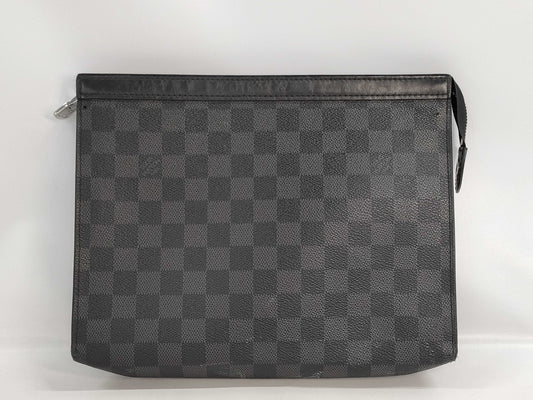 LOUIS VUITTON N41696 Damier Graphite Voyage Pochette Clutch Bag, Pouch, Document Case, Second Bag