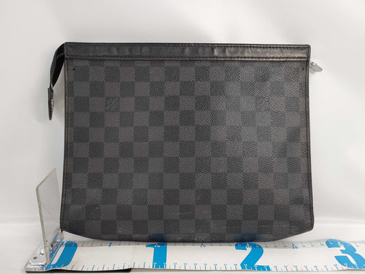 LOUIS VUITTON N41696 Damier Graphite Voyage Pochette Clutch Bag, Pouch, Document Case, Second Bag