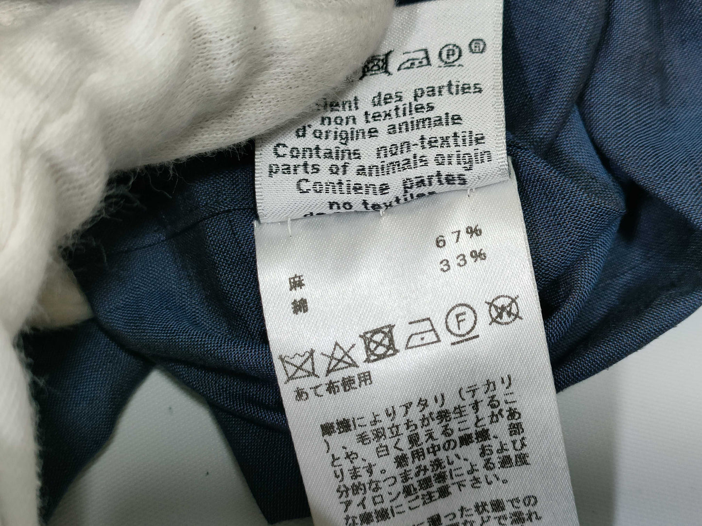 HERMES Cotton and Linen Short Sleeve Shirt Blue Tops